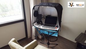 Portable Vocal Booth-Set up for recording-Hood Open