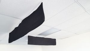 ceiling sound baffle office acoustic treatment