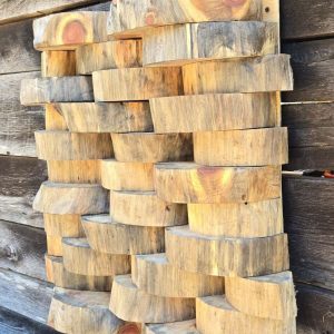 Sound Diffuser of Natural wood with Staggered edges. Treated