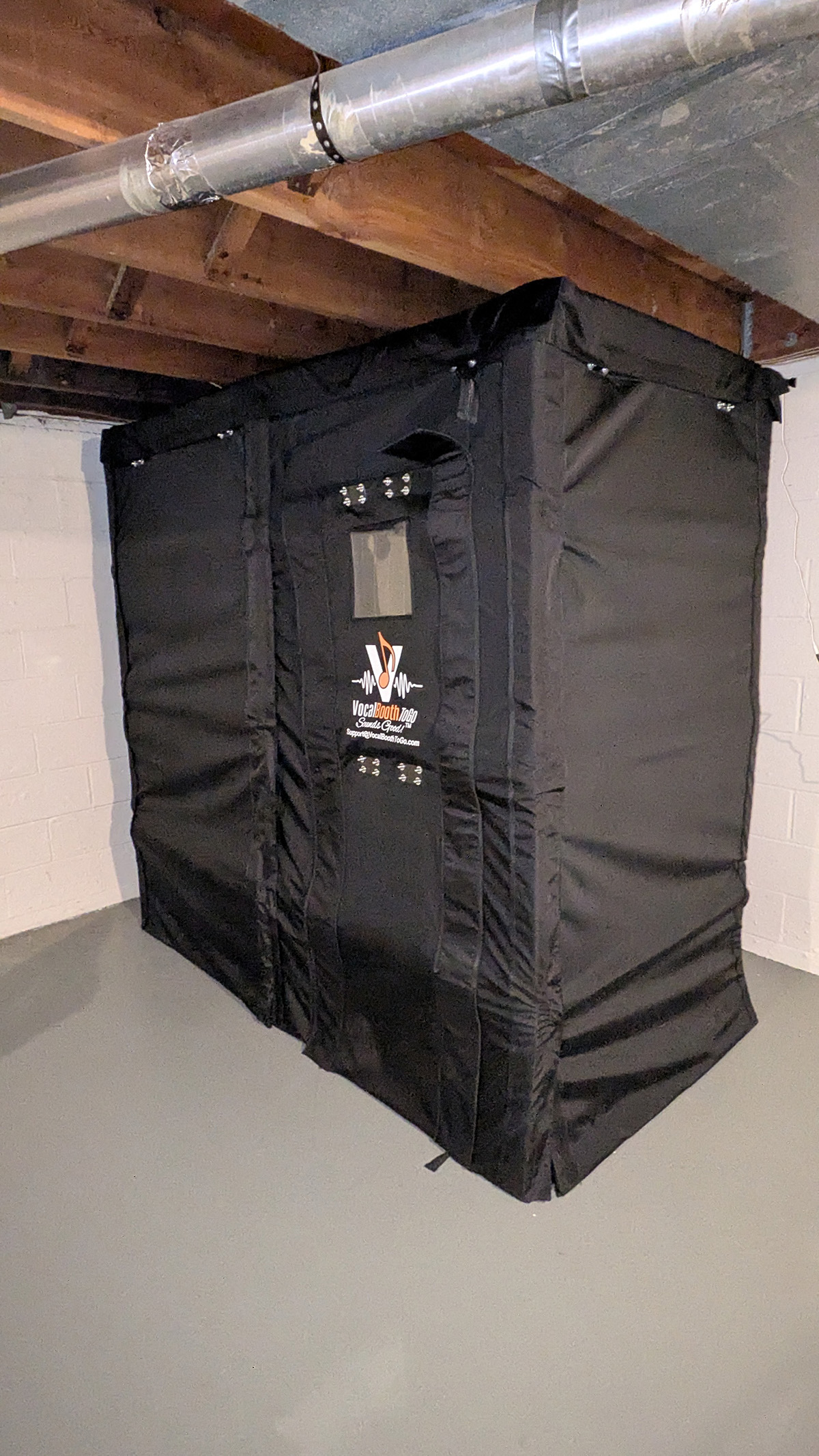 SPB63-2 soundproof vocal booth for drummer - easy and clean setup in basement